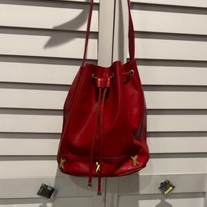 Paloma Picasso Vintage Pre Owned Red Shoulder Bag with Gold Details